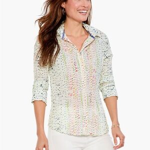 Nic+Zoe Lightweight Dotty Crinkle Shirt Yellow Multi XS